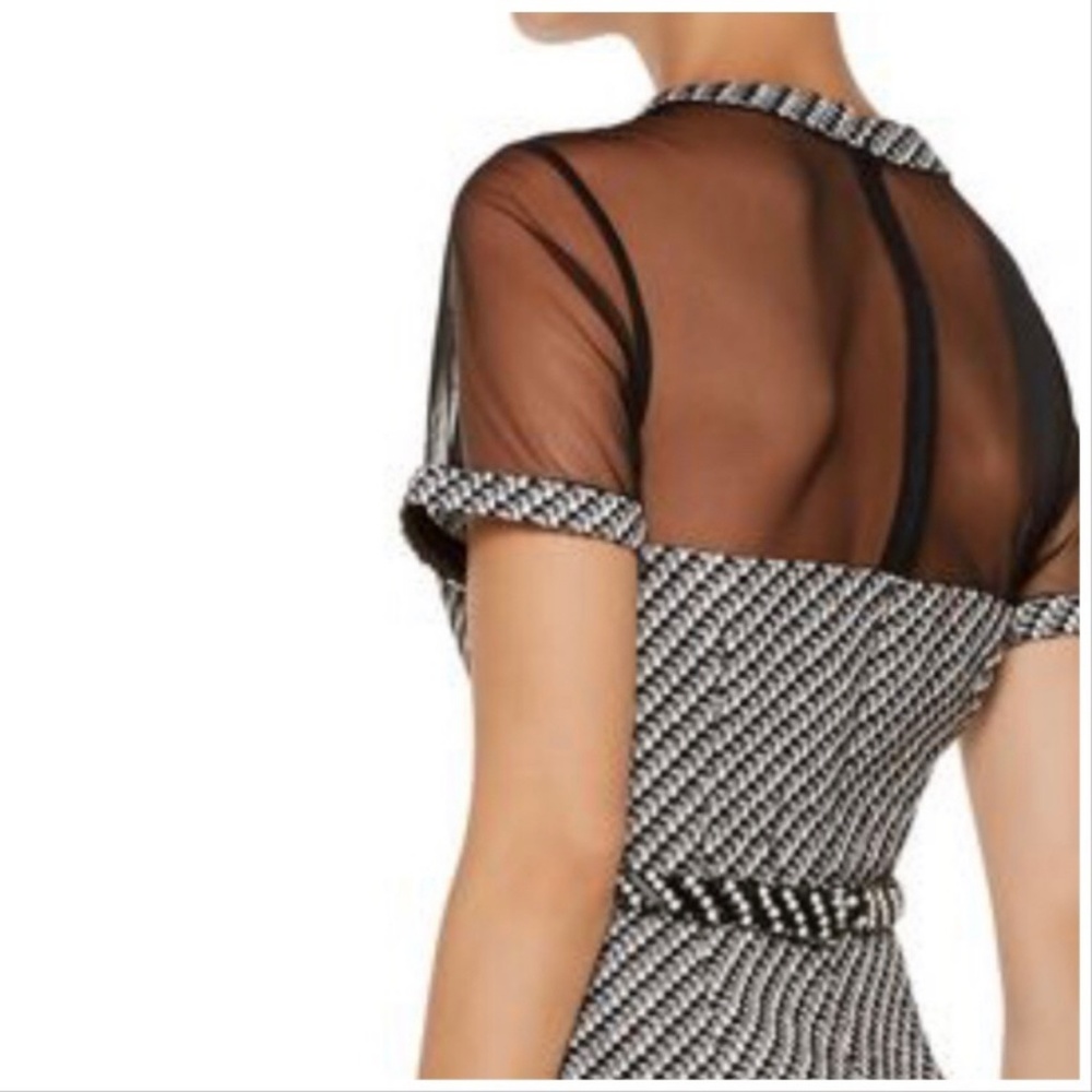 Mikael Aghal Tulle Panelled Embellished Tweed Dres - Picture 3 of 4